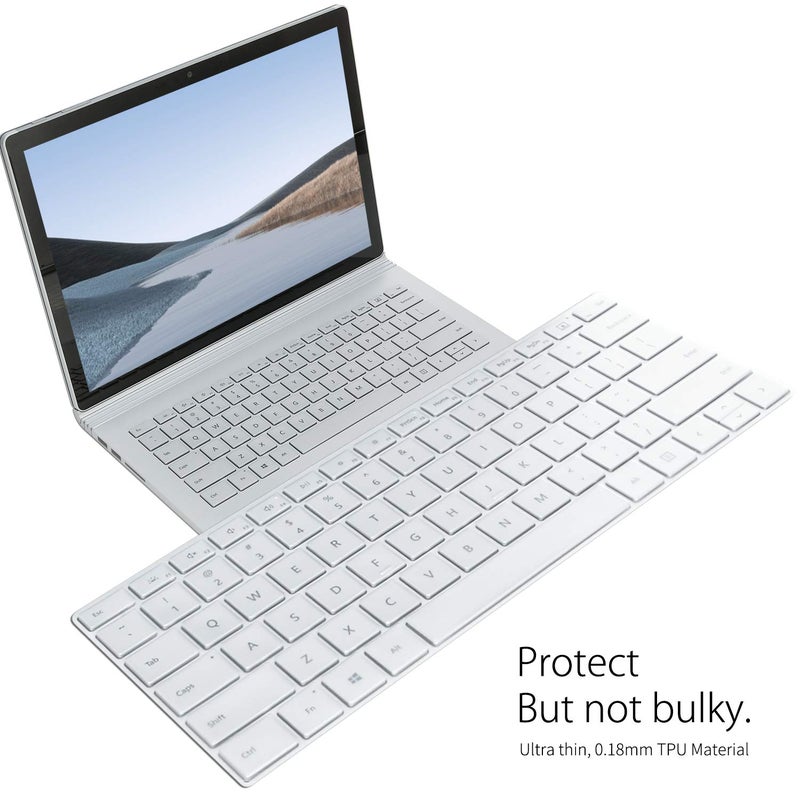 Digi-Tatoo غطاء حماية لوحة المفاتيح Digi-Tatoo SurfaceMate لجهاز Microsoft Surface Book 3/ Book 2/ Laptop 2 13.5''/15'' إصدار 2020/2017/2018، رقيق جداً 0.18 مم، عالي الشفافية، تخطيط لوحة مفاتيح أمريكي - Image 3
